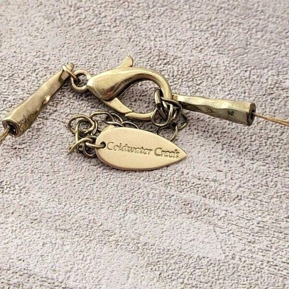 Vintage Coldwater Creek Goldtone 2-Strand 20" Necklace Textured‎ Teardrop Dangle - Picture 3 of 3